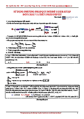 Sử dụng phương pháp quy đổi để giải bài tập đốt cháy và thủy phân peptit - Nguyễn Minh Tuấn